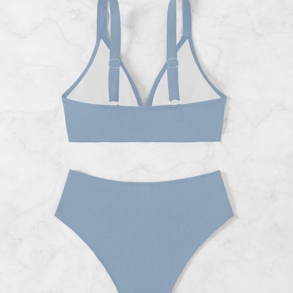Sexy Ribbed Bikini Set 2 Piece - Picture 5 of 6